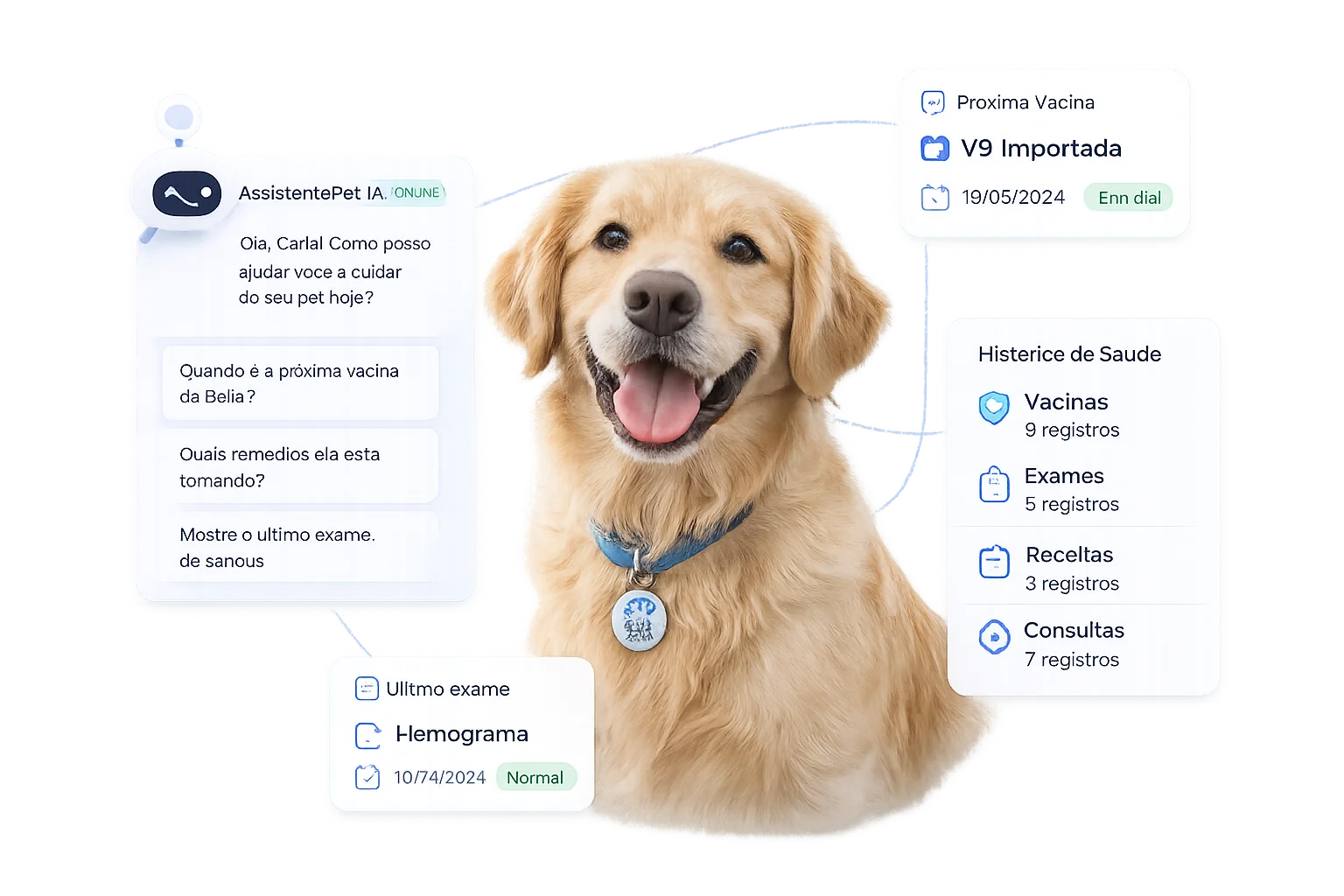 AssistentePet - Golden Retriever com interface