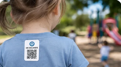 Criança com QR Code para identificação